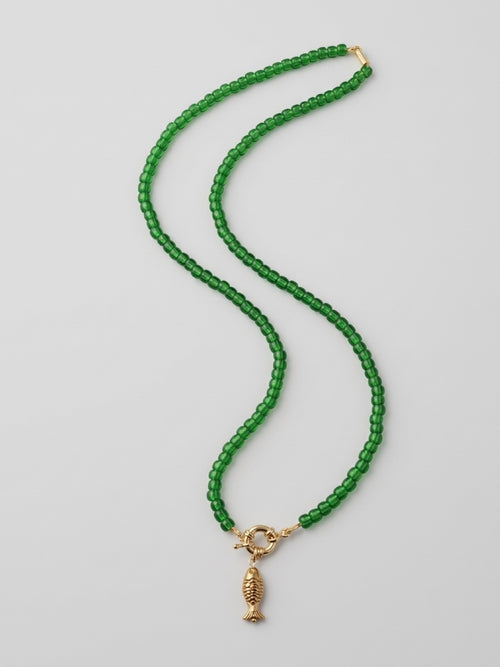 Green Glass Fish Necklace