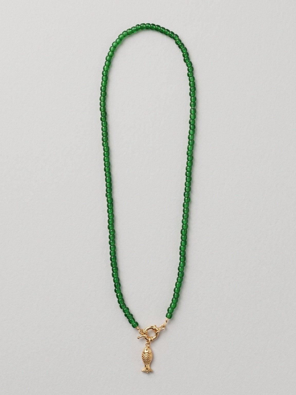 Green Glass Fish Necklace