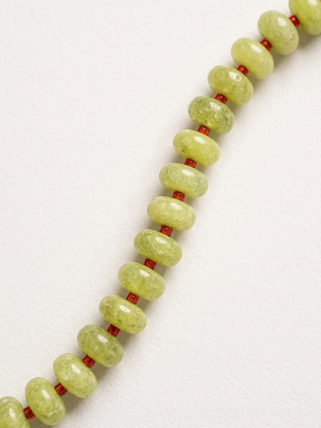 Jade Green & Red Beaded Necklace