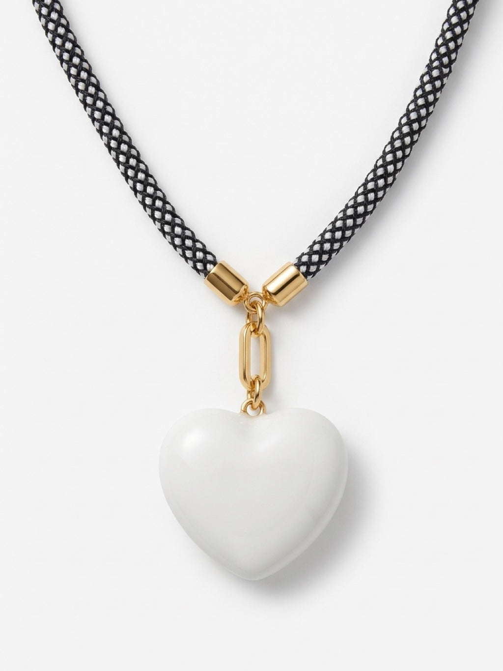 White Heart Cord Necklace