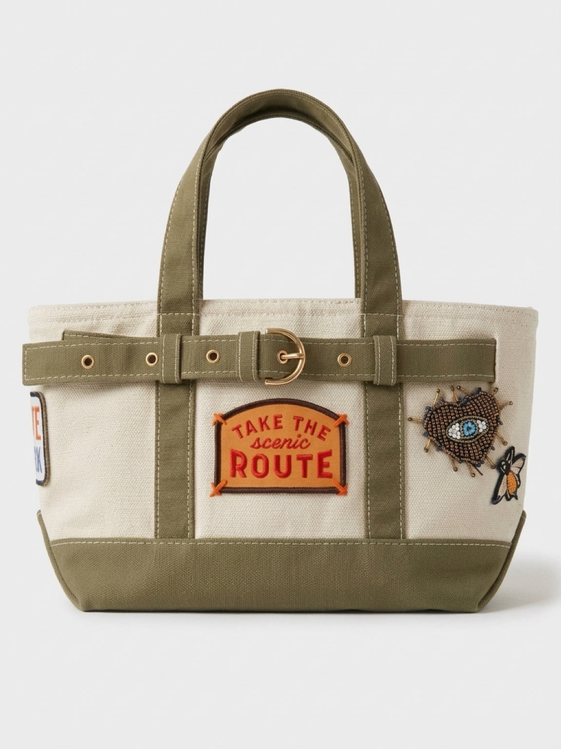 Take the Scenic Route Mini Tote — Patched Canvas Bag