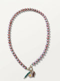 Pink Rhodonite & Green Beaded Toggle Necklace