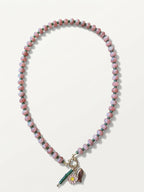 Pink Rhodonite & Green Beaded Toggle Necklace