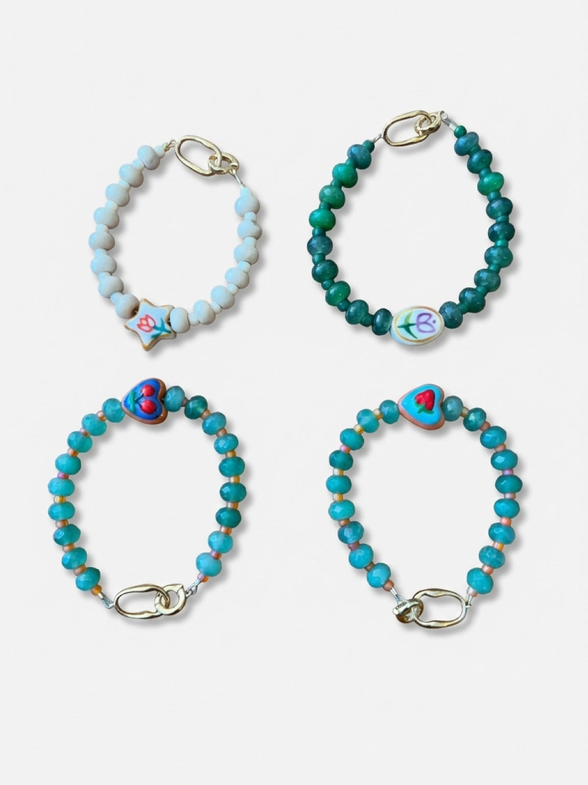 Hand-Painted Charm Beaded Bracelets