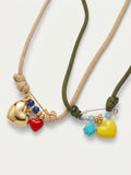 Statement Heart & Pin Woven Cord Necklace