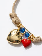 Statement Heart & Pin Woven Cord Necklace