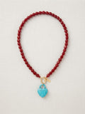 Turquoise Heart Lock Beaded Necklace