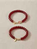Crimson Bead & Enamel Fish Charm Bracelet
